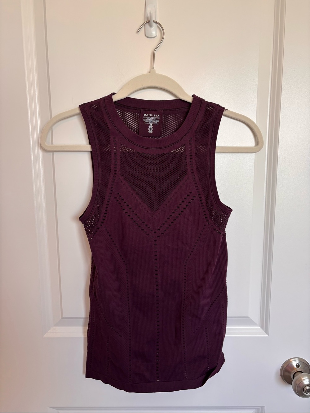 Athleta Burgundy Sleeveless Mesh Detail Tank